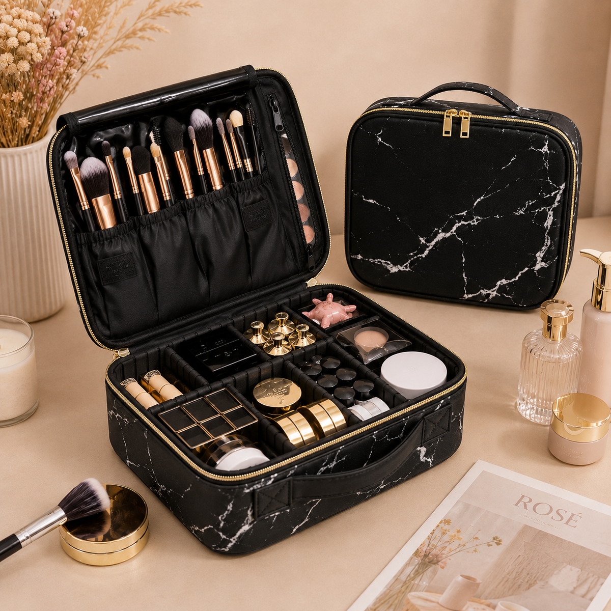 Vanity de maquillage effet marbre